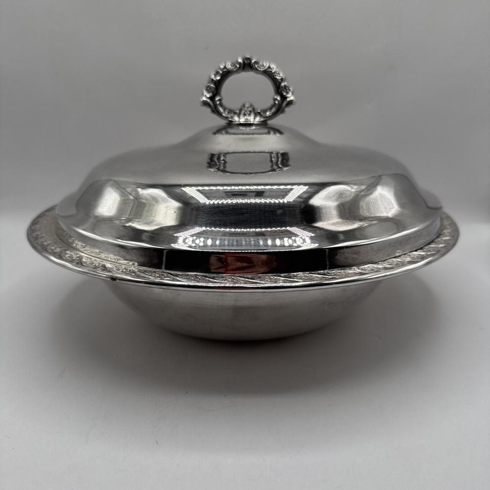 Wm. Rogers & Son Spring Flower Silverplate‎ Lidded Serving Dish #3062